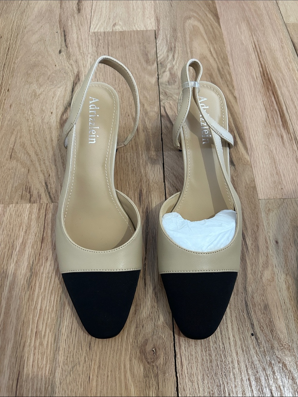 Adrizzlein Two-Tone Slingback Heels